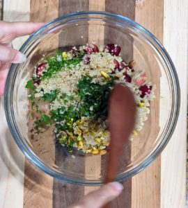 Mix the quinoa salad and dressing together