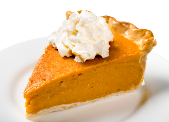 Whipped cream on pumpkin pie