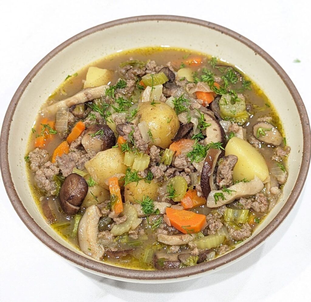 Bowl of sausage potato soup